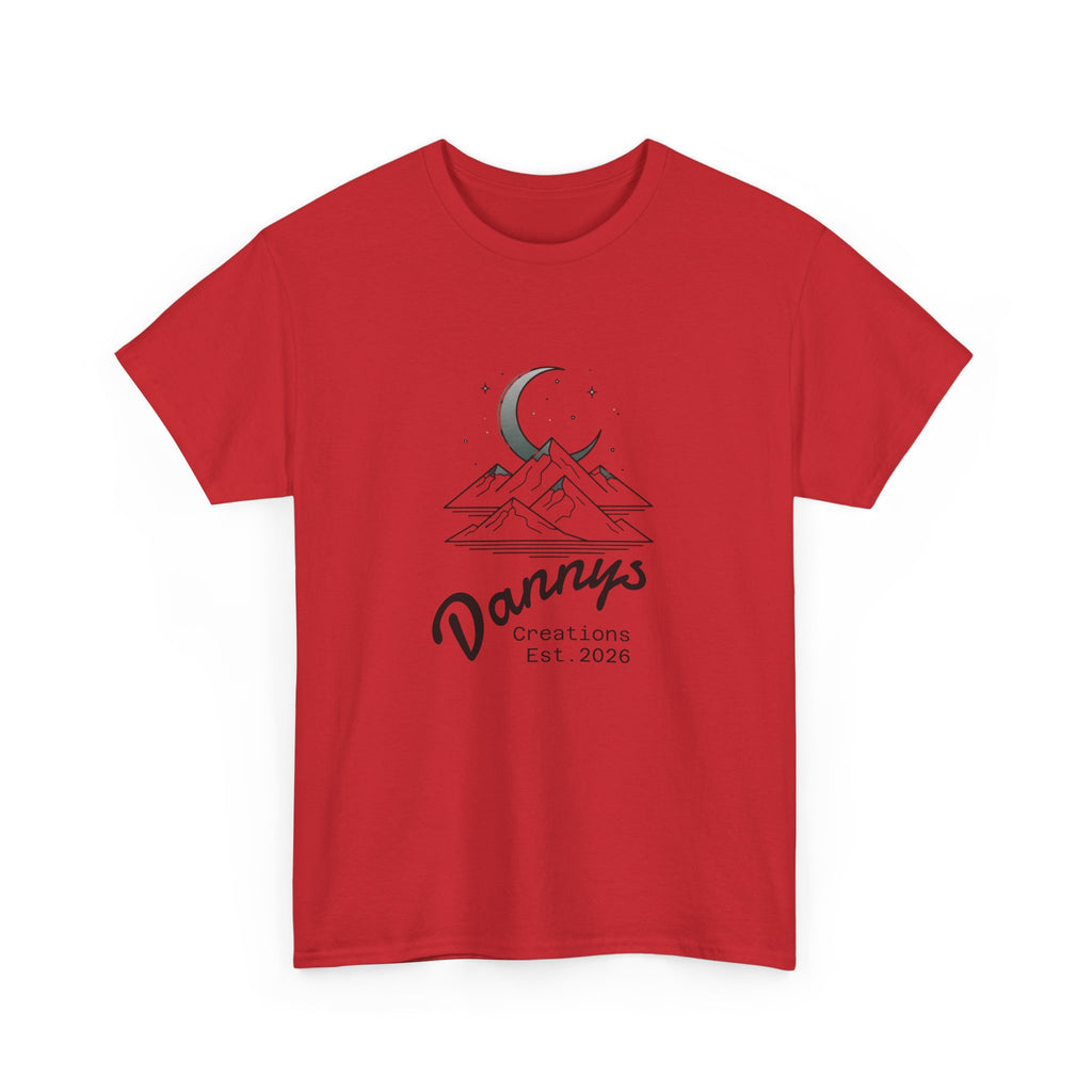 Mountain Moon Graphic Tee — "Danny's Creations Est. 2026" Minimalist Nature T-Shirt