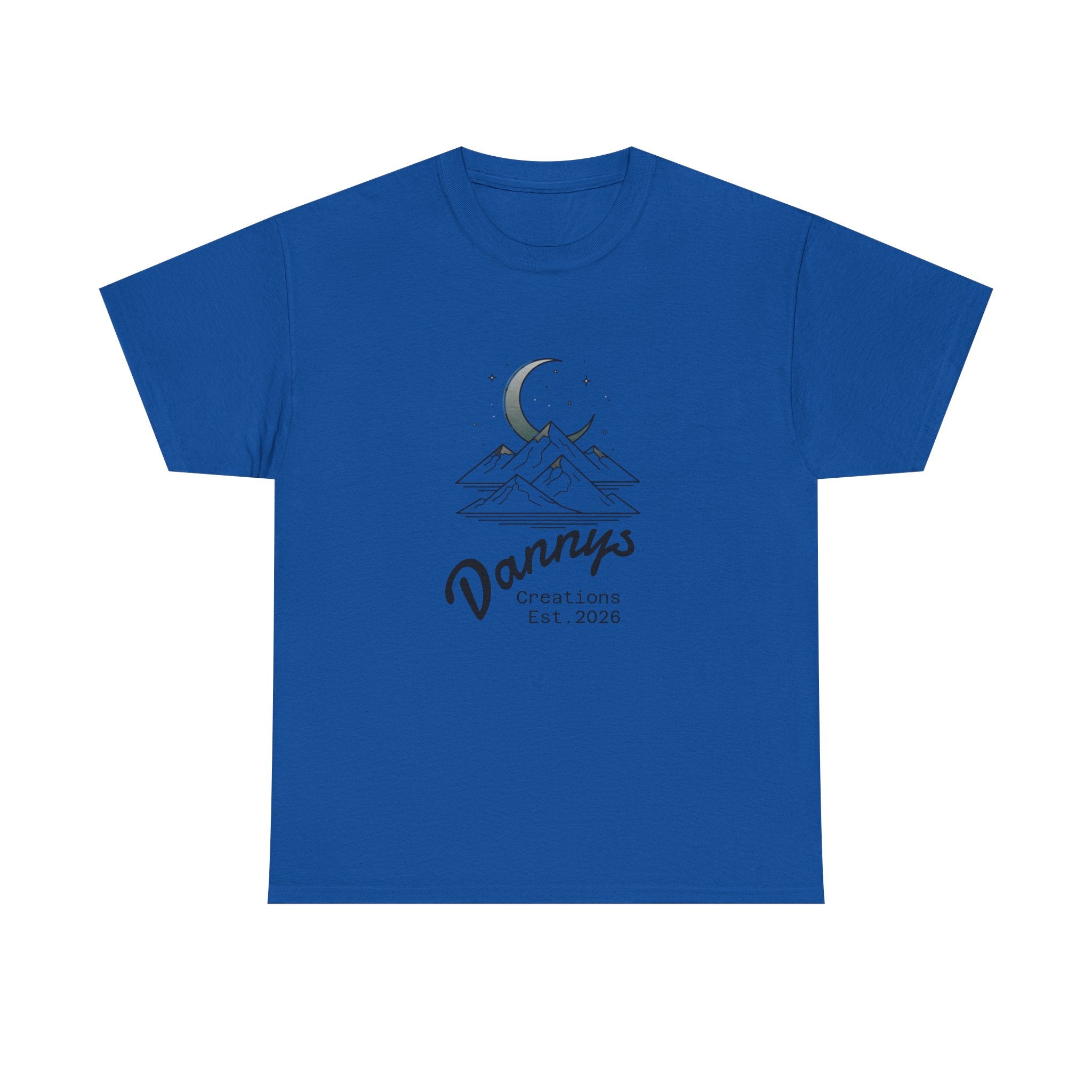 Mountain Moon Graphic Tee — "Danny's Creations Est. 2026" Minimalist Nature T-Shirt
