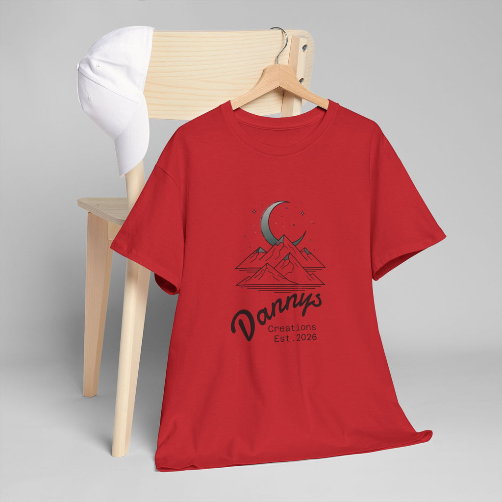 Mountain Moon Graphic Tee — "Danny's Creations Est. 2026" Minimalist Nature T-Shirt