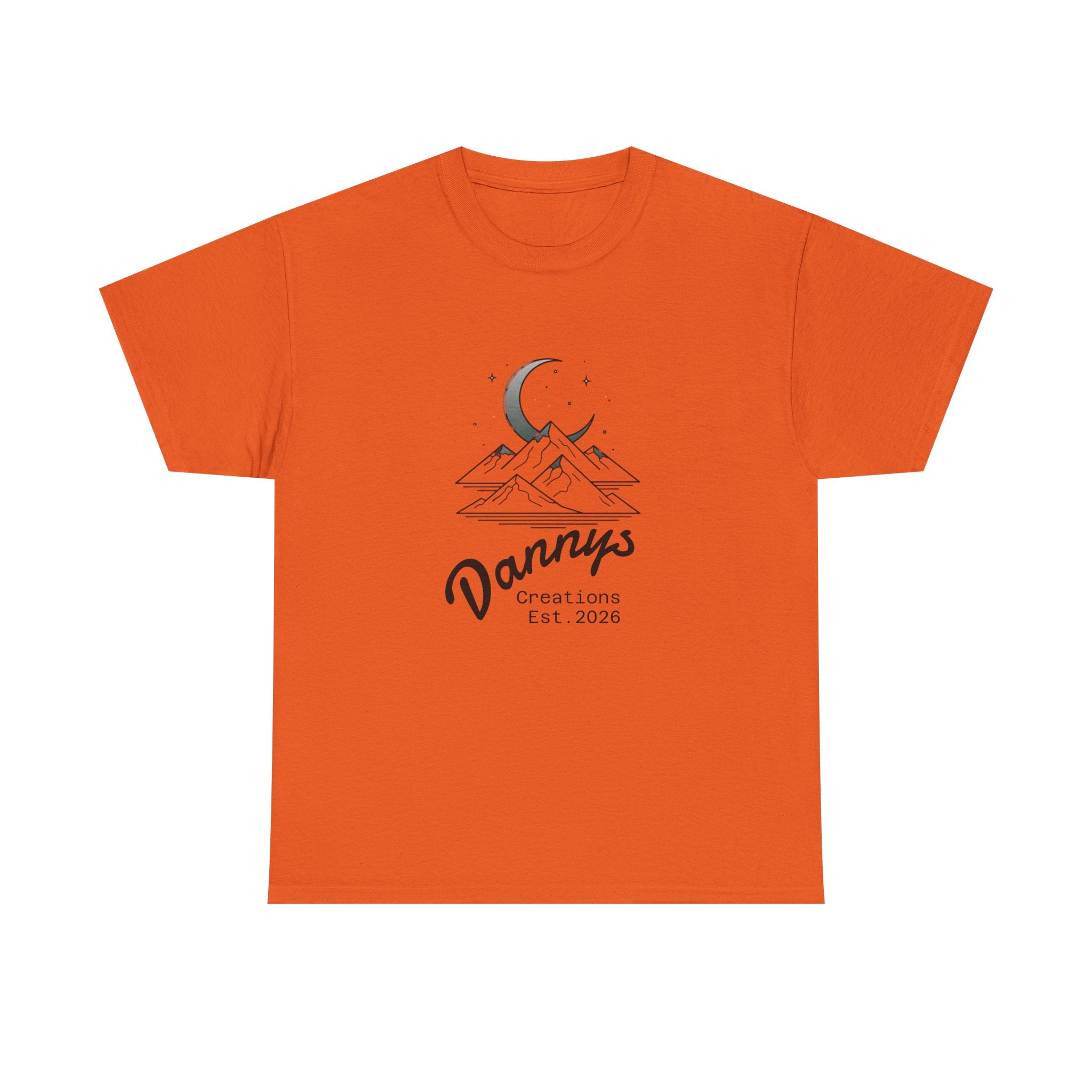 Mountain Moon Graphic Tee — "Danny's Creations Est. 2026" Minimalist Nature T-Shirt