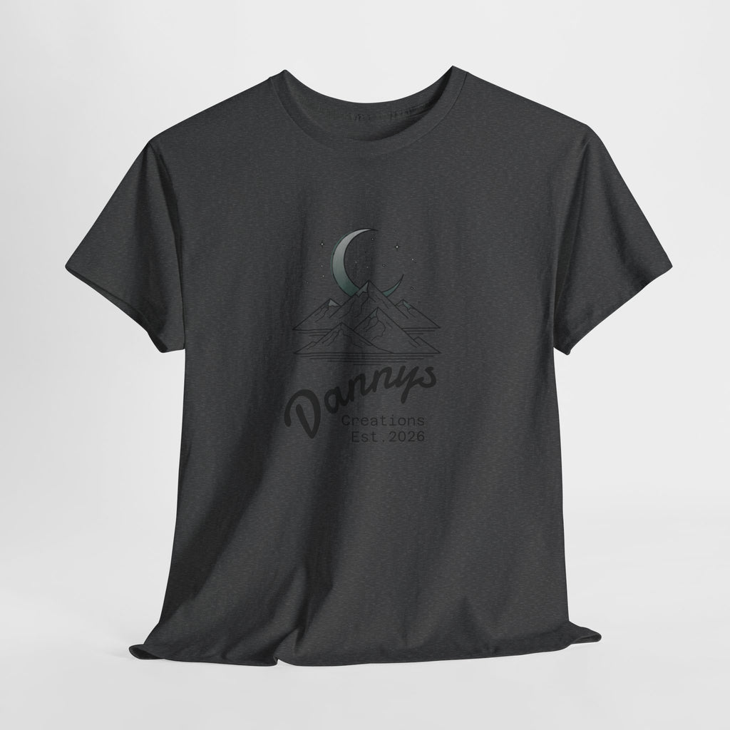 Mountain Moon Graphic Tee — "Danny's Creations Est. 2026" Minimalist Nature T-Shirt