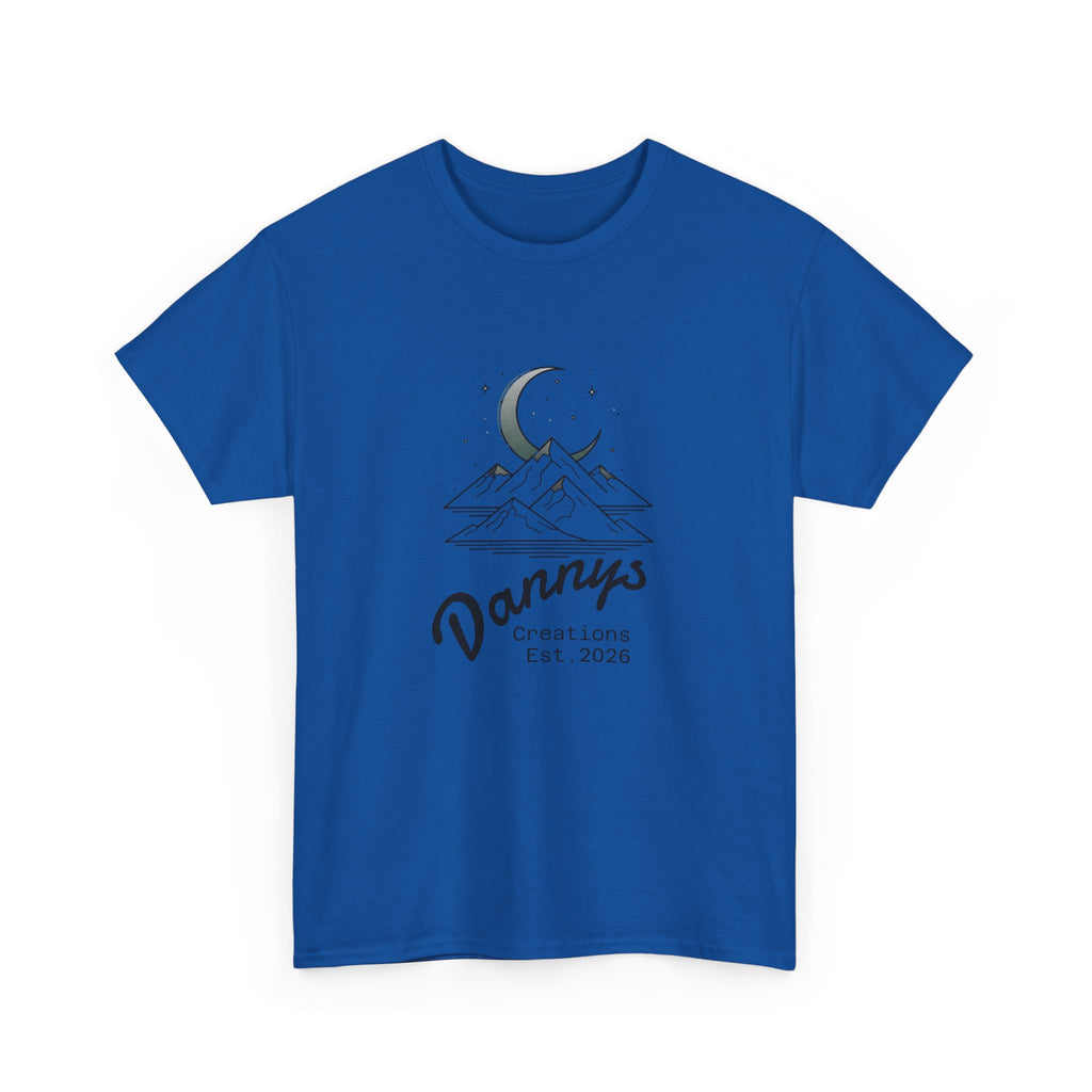 Mountain Moon Graphic Tee — "Danny's Creations Est. 2026" Minimalist Nature T-Shirt