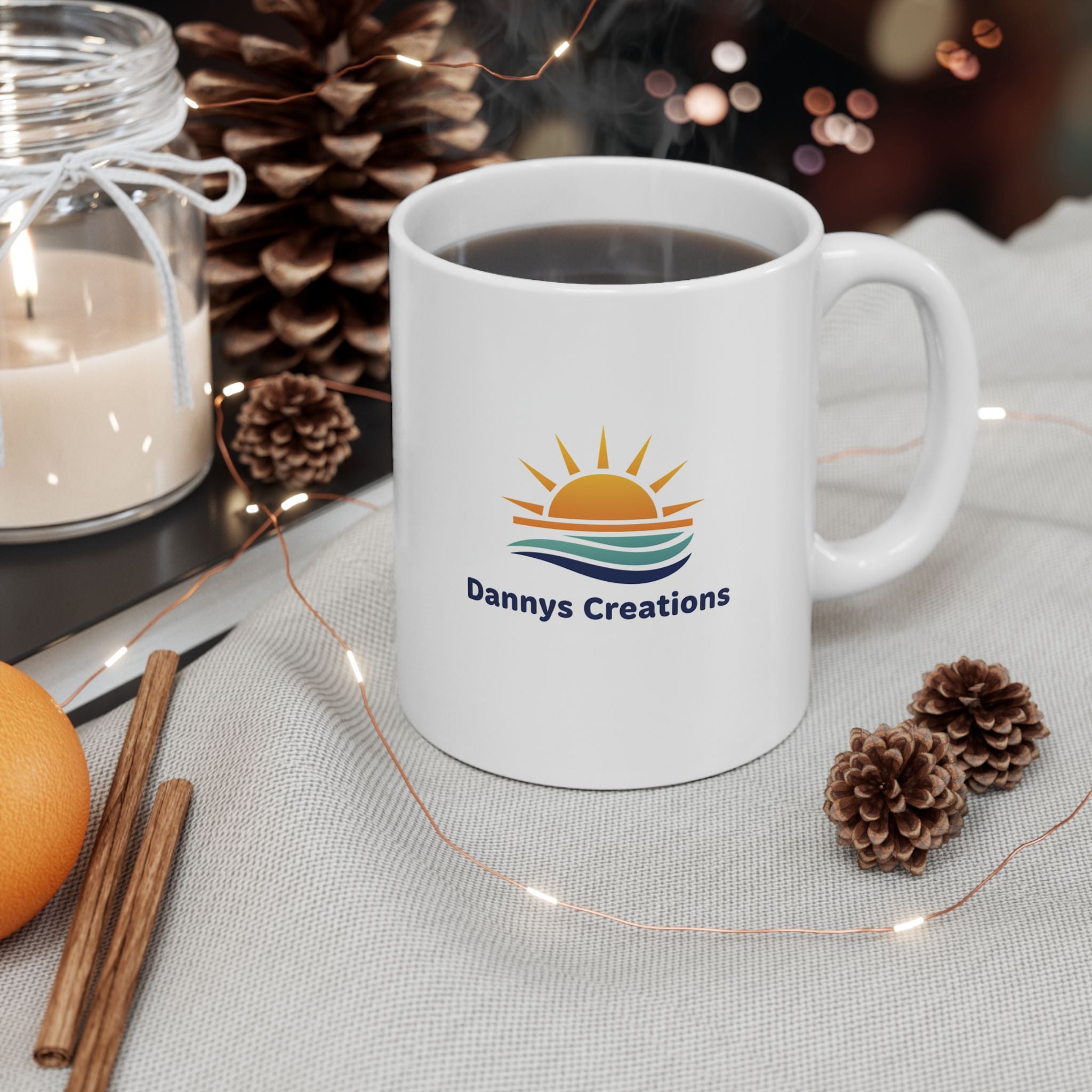 Sunrise Logo Ceramic Mug — Dannys Creations Coffee Cup (11oz )