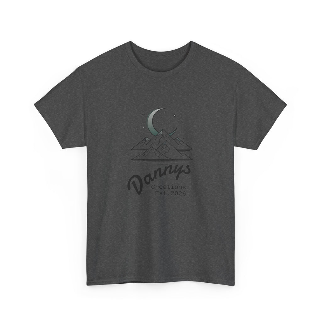 Mountain Moon Graphic Tee — "Danny's Creations Est. 2026" Minimalist Nature T-Shirt