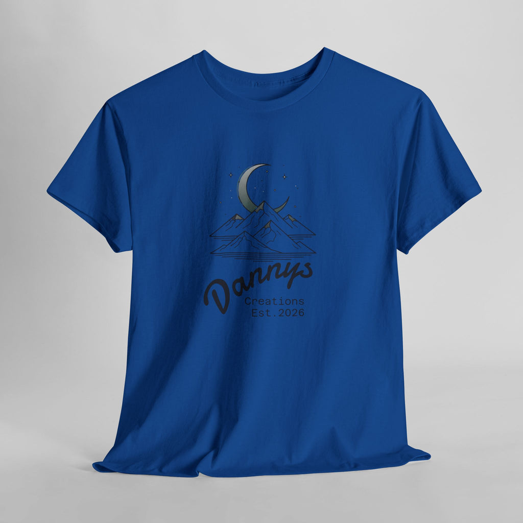 Mountain Moon Graphic Tee — "Danny's Creations Est. 2026" Minimalist Nature T-Shirt