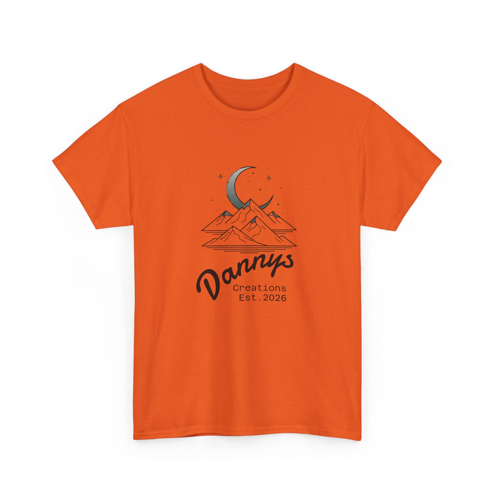 Mountain Moon Graphic Tee — "Danny's Creations Est. 2026" Minimalist Nature T-Shirt